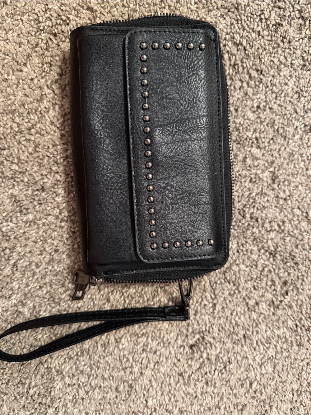 Black Studded Wristlet Wallet